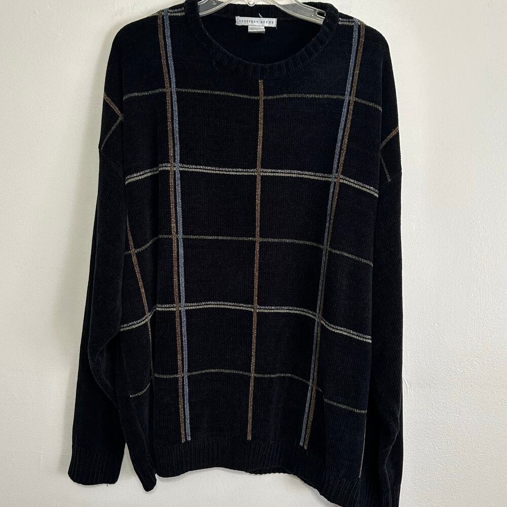 Geoffrey Beene Men's XXL Windowpane Crewneck Sweater